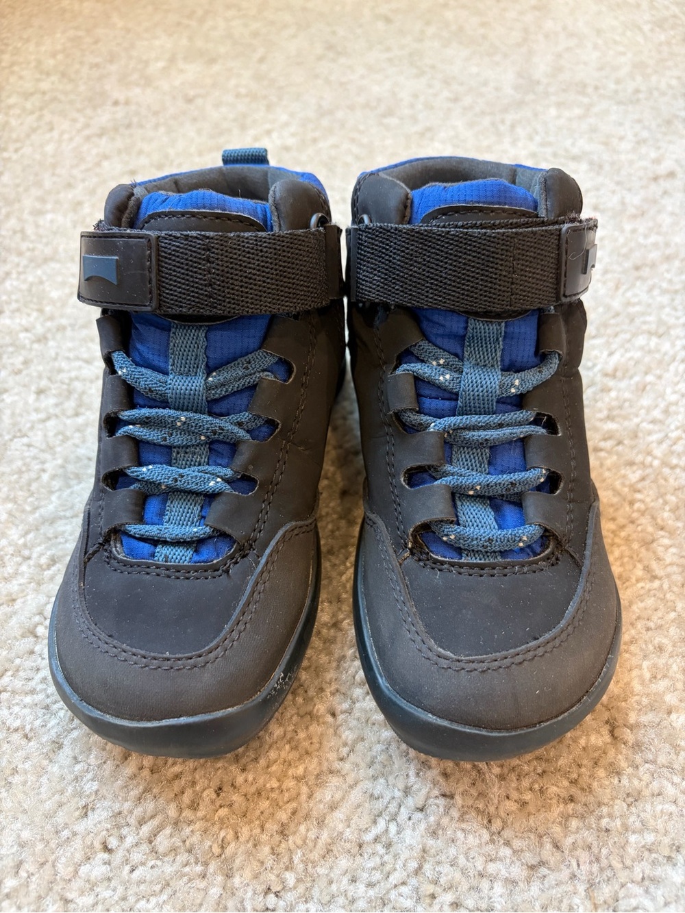 Camper Kids Black and Blue High-Top Sneakers with Strap